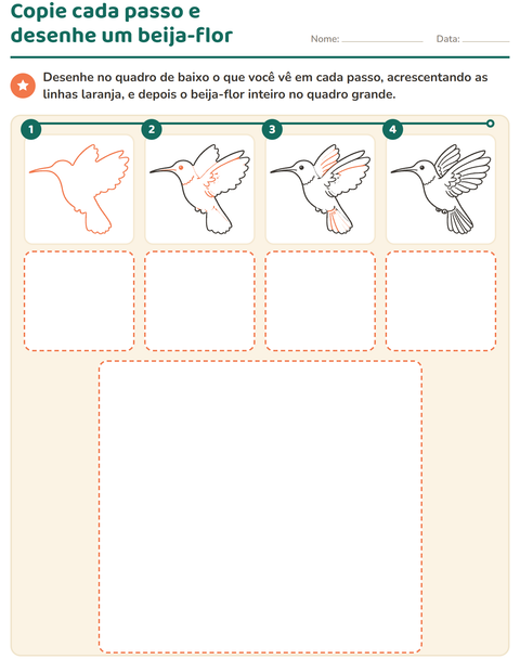 Prévia: Copie cada passo e desenhe um beija-flor