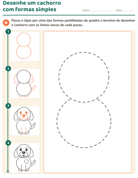 Desenhe um cachorro com formas simples