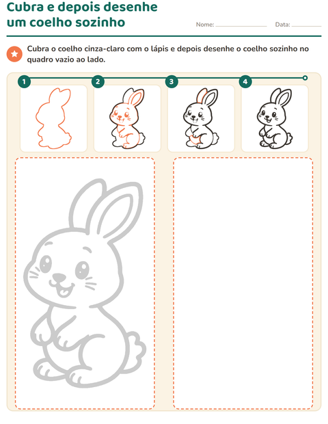 Cubra um coelho e depois desenhe sozinho