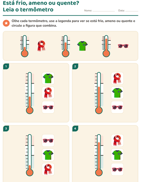 Pré-visualização da ficha de Como está o tempo hoje para Educação infantil (pré-escola, 5-7 anos)