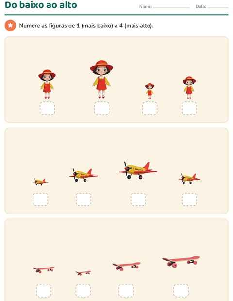 Pré-visualização da ficha de Comparar tamanhos com Brinquedos para Educação infantil (pré-escola, 5-7 anos)