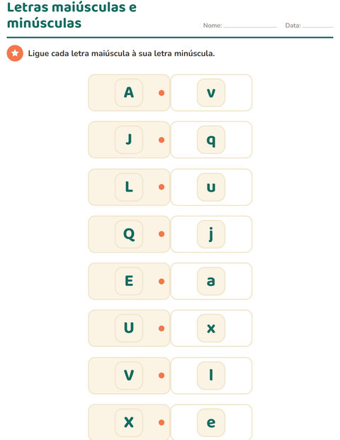 Pré-visualização da ficha de Conhecimento das letras para Educação infantil (pré-escola, 5-7 anos)