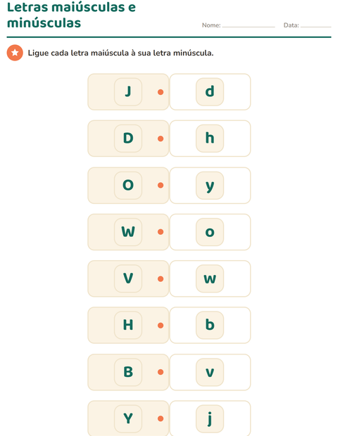 Pré-visualização da ficha de Conhecimento das letras para Educação infantil (pré-escola, 5-7 anos)