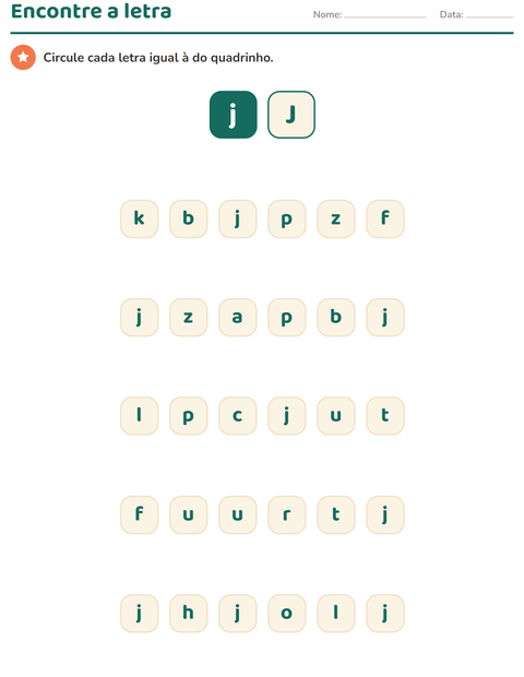 Pré-visualização da ficha de Conhecimento das letras para Educação infantil (pré-escola, 5-7 anos)