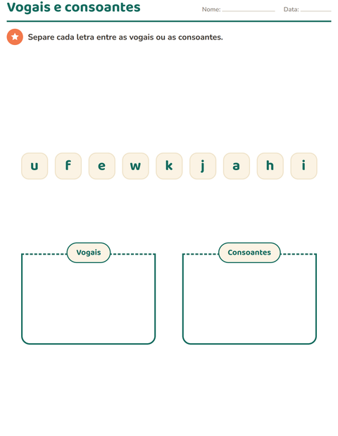 Pré-visualização da ficha de Conhecimento das letras para Educação infantil (pré-escola, 5-7 anos)