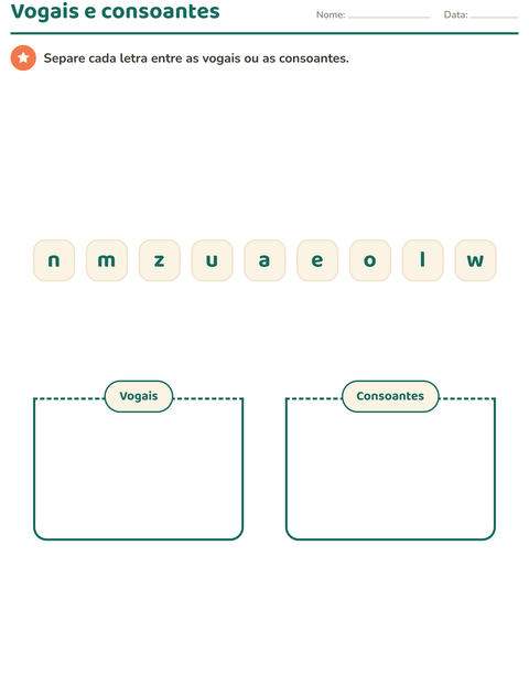 Pré-visualização da ficha de Conhecimento das letras para Educação infantil (pré-escola, 5-7 anos)