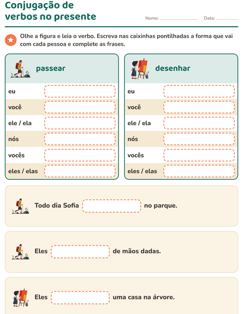 Pré-visualização da ficha de Conjugação de verbos para 2º ano do ensino fundamental