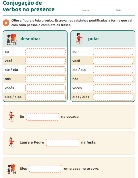 Pré-visualização da ficha de Conjugação de verbos para 2º ano do ensino fundamental