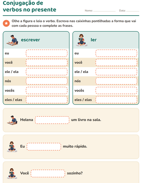 Pré-visualização da ficha de Conjugação de verbos para 2º ano do ensino fundamental