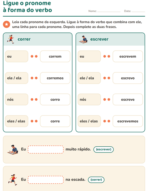 Pré-visualização da ficha de Conjugação de verbos para 2º ano do ensino fundamental