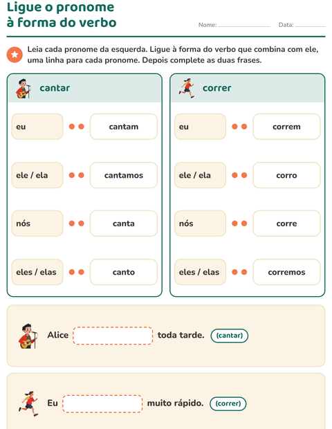 Pré-visualização da ficha de Conjugação de verbos para 2º ano do ensino fundamental