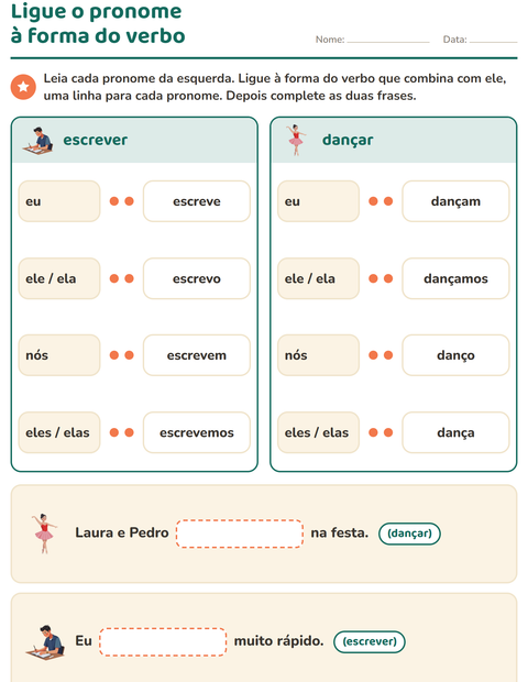 Pré-visualização da ficha de Conjugação de verbos para 2º ano do ensino fundamental