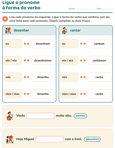 Pré-visualização da ficha de Conjugação de verbos para 2º ano do ensino fundamental