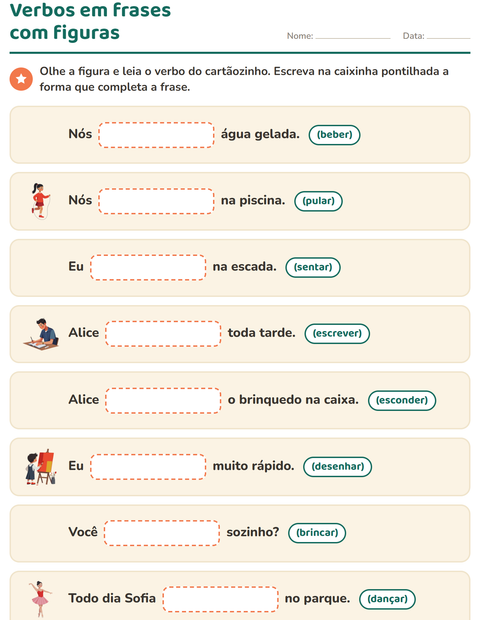 Pré-visualização da ficha de Conjugação de verbos para 2º ano do ensino fundamental