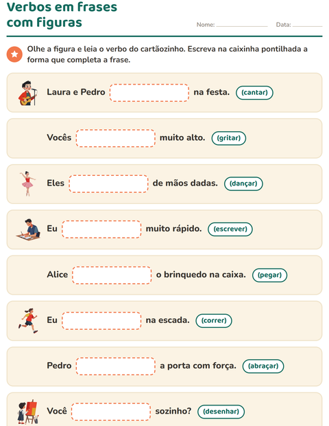Pré-visualização da ficha de Conjugação de verbos para 2º ano do ensino fundamental