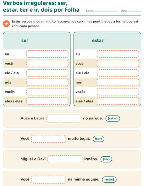 Pré-visualização da ficha de Conjugação de verbos para 2º ano do ensino fundamental