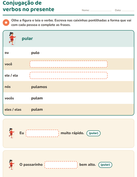 Pré-visualização da ficha de Conjugação de verbos para 2º ano do ensino fundamental