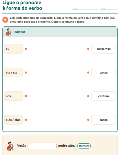 Pré-visualização da ficha de Conjugação de verbos para 2º ano do ensino fundamental