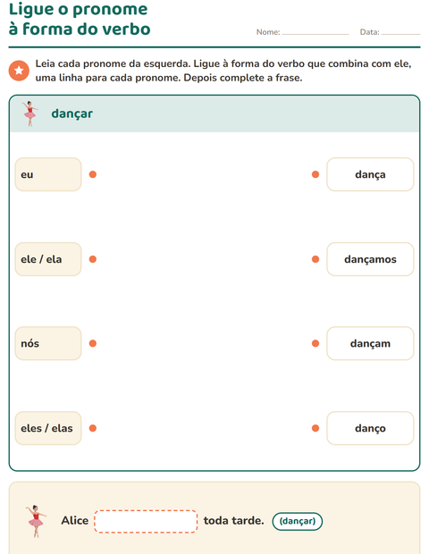 Pré-visualização da ficha de Conjugação de verbos para 2º ano do ensino fundamental