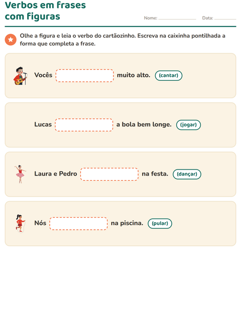 Pré-visualização da ficha de Conjugação de verbos para 2º ano do ensino fundamental