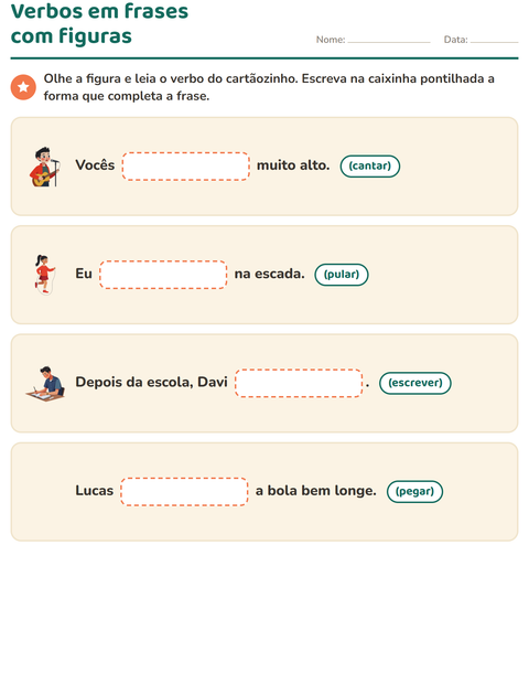 Pré-visualização da ficha de Conjugação de verbos para 2º ano do ensino fundamental