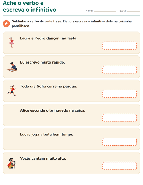 Pré-visualização da ficha de Conjugação de verbos para 2º ano do ensino fundamental