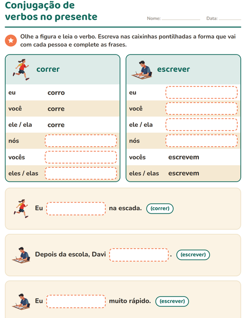 Pré-visualização da ficha de Conjugação de verbos para 2º ano do ensino fundamental