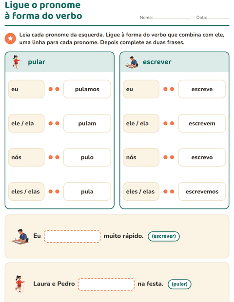 Pré-visualização da ficha de Conjugação de verbos para 2º ano do ensino fundamental