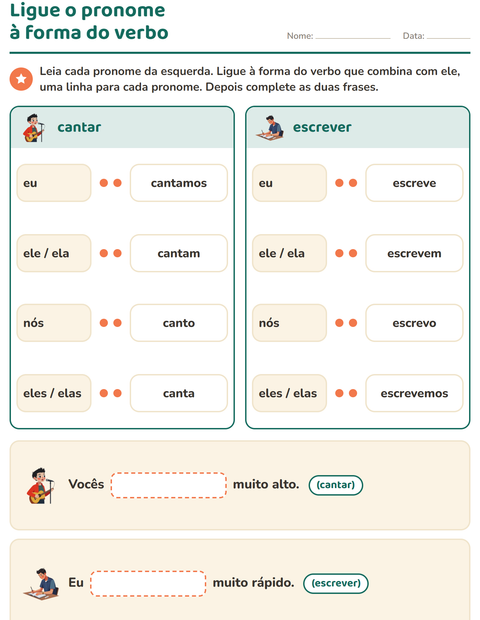 Pré-visualização da ficha de Conjugação de verbos para 2º ano do ensino fundamental