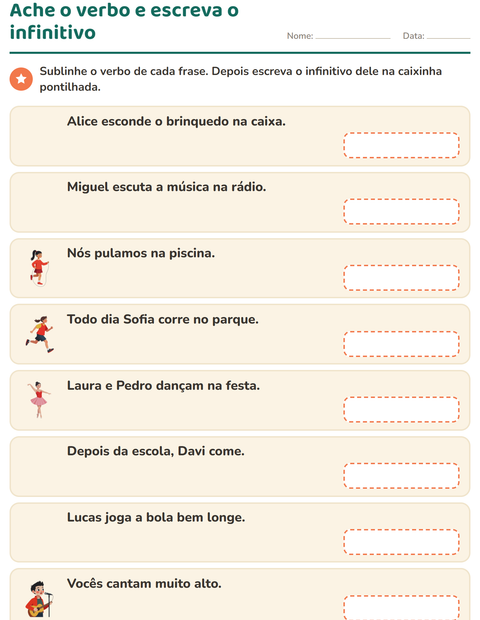 Pré-visualização da ficha de Conjugação de verbos para 2º ano do ensino fundamental
