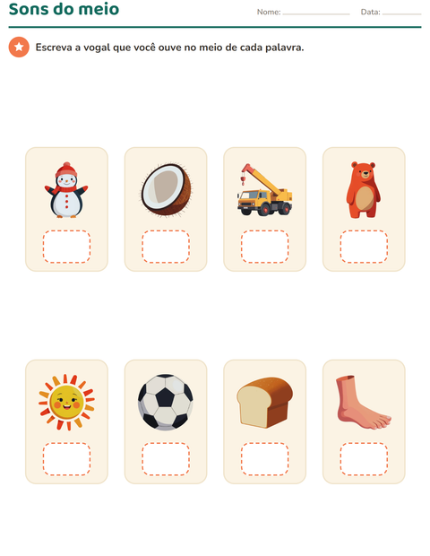 Pré-visualização da ficha de Consciência fonológica para Educação infantil (pré-escola, 5-7 anos)