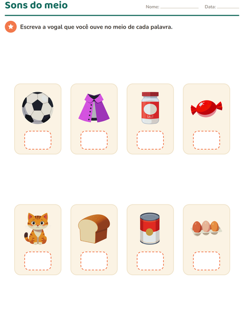 Pré-visualização da ficha de Consciência fonológica para Educação infantil (pré-escola, 5-7 anos)