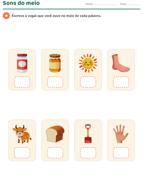 Pré-visualização da ficha de Consciência fonológica para Educação infantil (pré-escola, 5-7 anos)