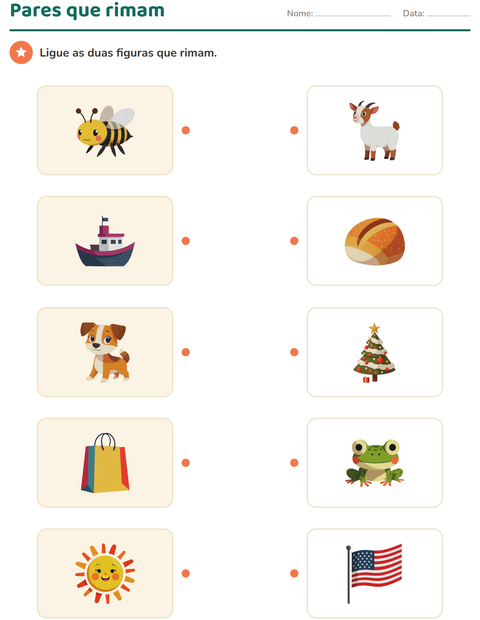 Pré-visualização da ficha de Consciência fonológica para Educação infantil (pré-escola, 5-7 anos)