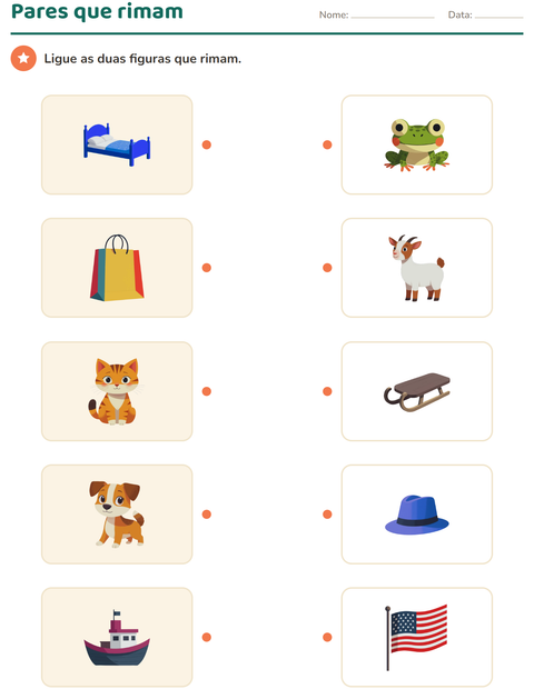 Pré-visualização da ficha de Consciência fonológica para Educação infantil (pré-escola, 5-7 anos)