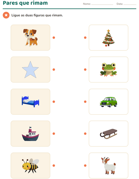 Pré-visualização da ficha de Consciência fonológica para Educação infantil (pré-escola, 5-7 anos)