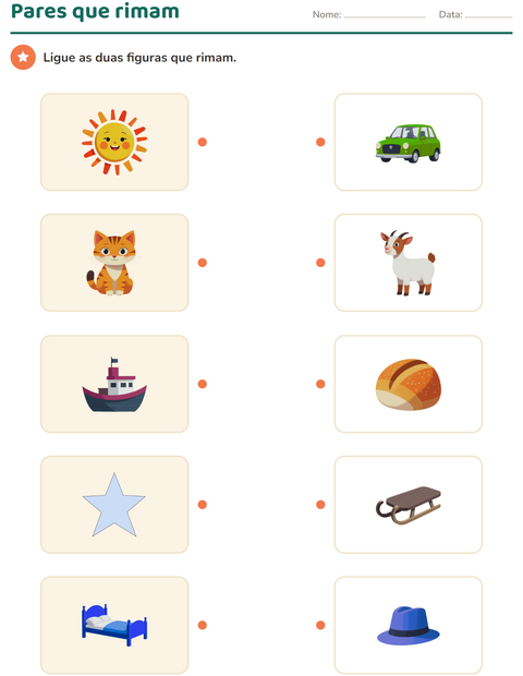 Pré-visualização da ficha de Consciência fonológica para Educação infantil (pré-escola, 5-7 anos)