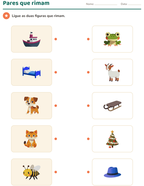 Pré-visualização da ficha de Consciência fonológica para Educação infantil (pré-escola, 5-7 anos)