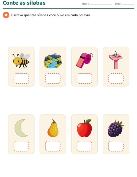 Pré-visualização da ficha de Consciência fonológica para Educação infantil (pré-escola, 5-7 anos)