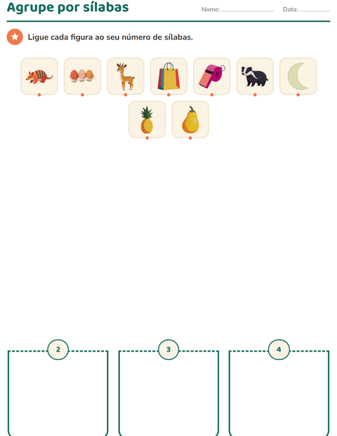 Pré-visualização da ficha de Consciência fonológica para Educação infantil (pré-escola, 5-7 anos)