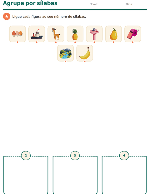 Pré-visualização da ficha de Consciência fonológica para Educação infantil (pré-escola, 5-7 anos)