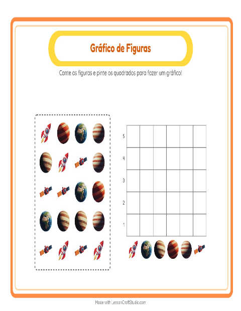 Pré-visualização da ficha de Contagem Em Gráfico com 4 de Julho para Educação infantil (pré-escola, 5-7 anos)