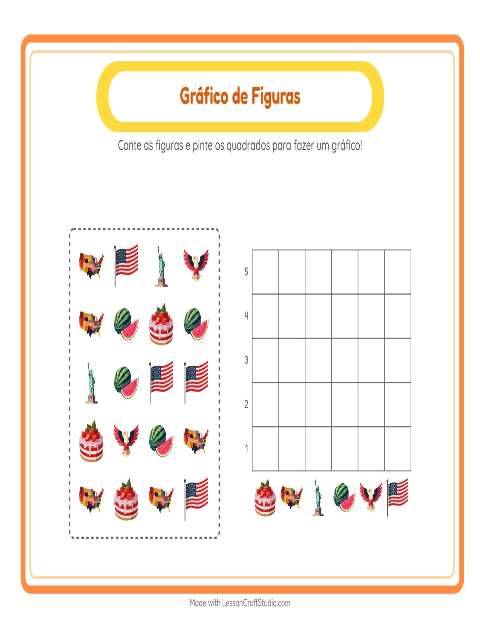 Pré-visualização da ficha de Contagem Em Gráfico com 4 de Julho para Educação infantil (pré-escola, 5-7 anos)
