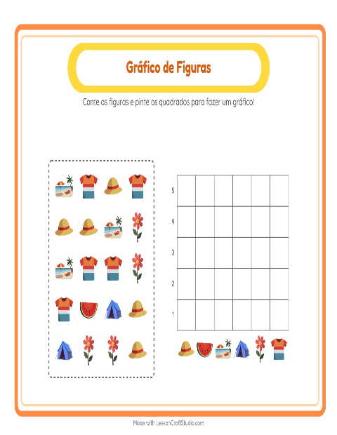 Pré-visualização da ficha de Contagem Em Gráfico com 4 de Julho para Educação infantil (pré-escola, 5-7 anos)