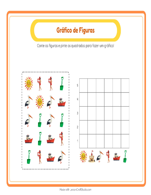 Pré-visualização da ficha de Contagem Em Gráfico com 4 de Julho para Educação infantil (pré-escola, 5-7 anos)