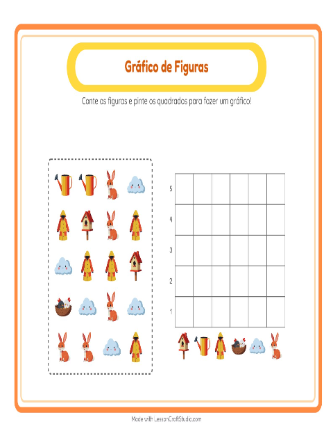 Pré-visualização da ficha de Contagem Em Gráfico com 4 de Julho para Educação infantil (pré-escola, 5-7 anos)