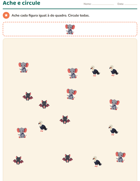 Pré-visualização da ficha de Contar figuras com Animais para Educação infantil (pré-escola, 5-7 anos)