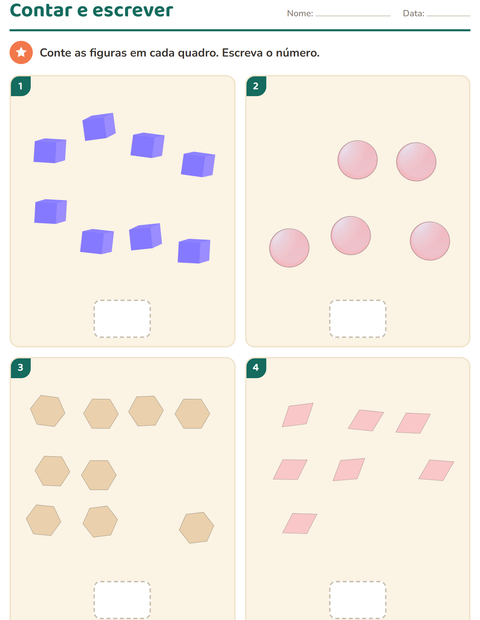 Pré-visualização da ficha de Contar figuras com Formas para Educação infantil (pré-escola, 5-7 anos)