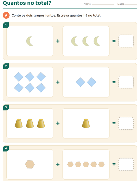 Pré-visualização da ficha de Contar figuras com Formas para Educação infantil (pré-escola, 5-7 anos)