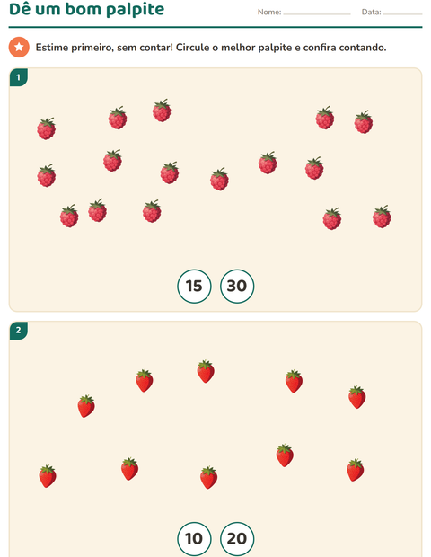 Pré-visualização da ficha de Contar figuras com Frutas para Educação infantil (pré-escola, 5-7 anos)